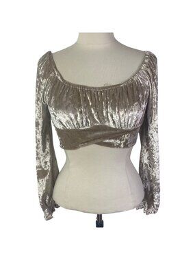 Altard State Velvet Crop Top Small Beige Cottage Milkmaid Romantic Ren Fair